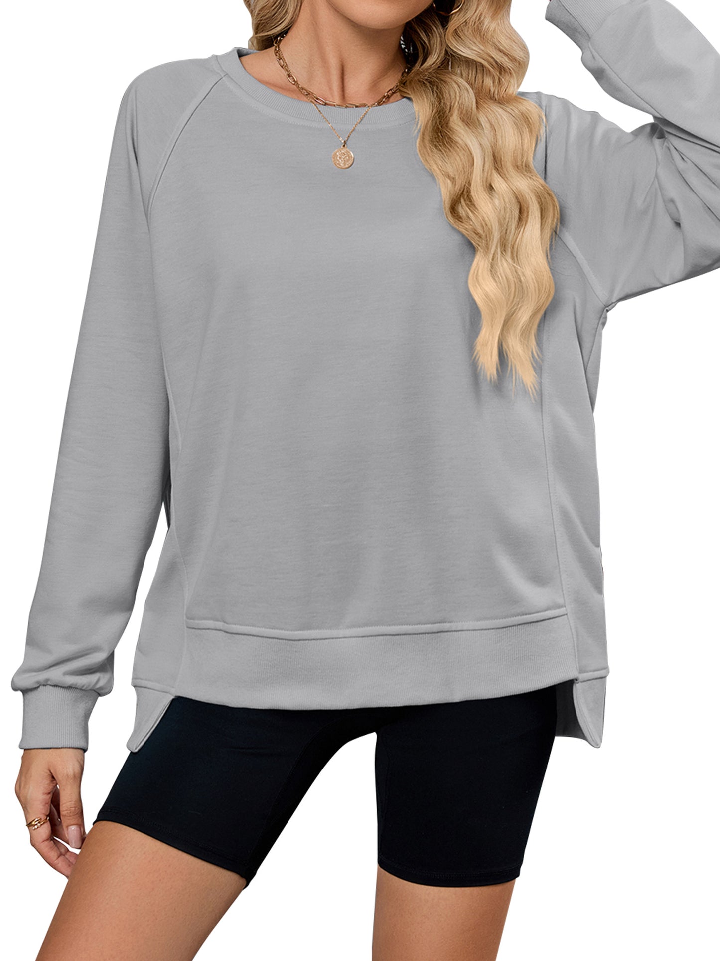 TEMOFON Long Sleeve Tops for Women Casual Tunic Blouses Fall Crewneck Dressy Sweatshirts Loose Shirts for Women Winter Clothes