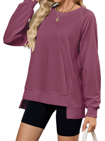 TEMOFON Long Sleeve Tops for Women Casual Tunic Blouses Fall Crewneck Dressy Sweatshirts Loose Shirts for Women Winter Clothes