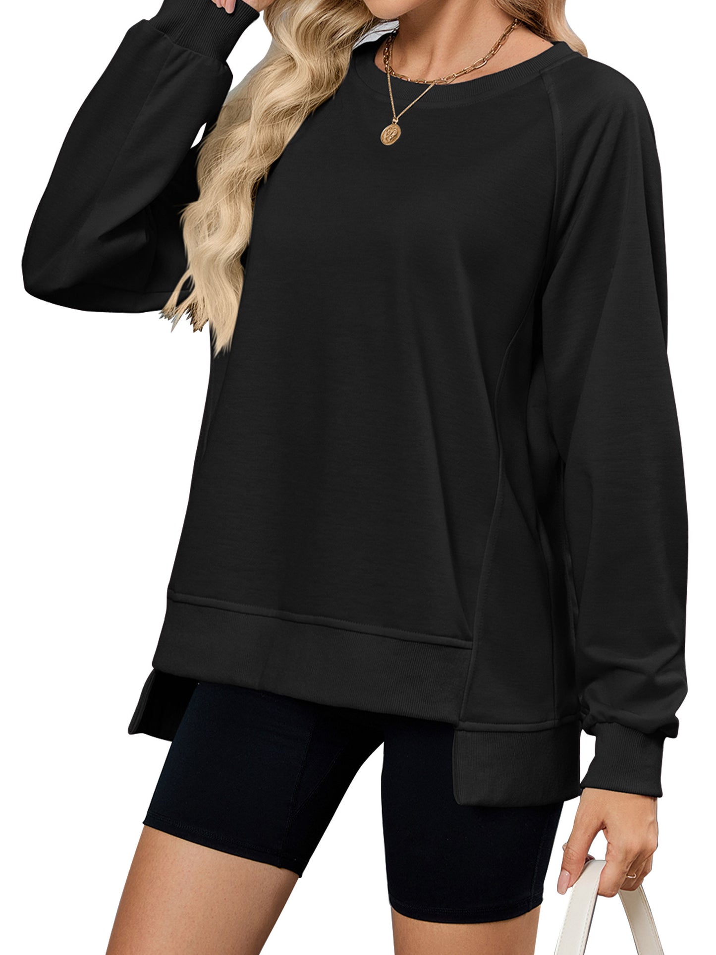 TEMOFON Long Sleeve Tops for Women Casual Tunic Blouses Fall Crewneck Dressy Sweatshirts Loose Shirts for Women Winter Clothes