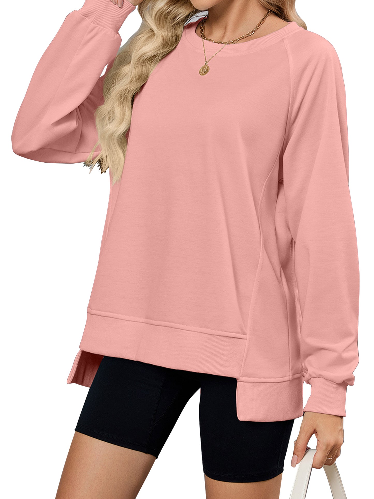 TEMOFON Long Sleeve Tops for Women Casual Tunic Blouses Fall Crewneck Dressy Sweatshirts Loose Shirts for Women Winter Clothes