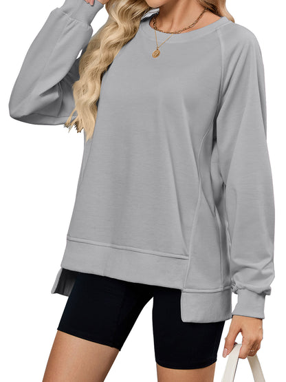 TEMOFON Long Sleeve Tops for Women Casual Tunic Blouses Fall Crewneck Dressy Sweatshirts Loose Shirts for Women Winter Clothes