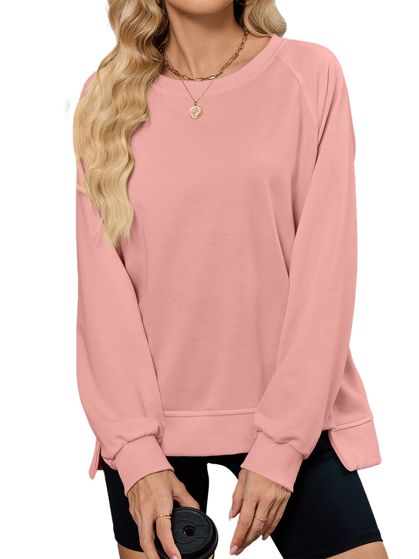 TEMOFON Long Sleeve Tops for Women Casual Tunic Blouses Fall Crewneck Dressy Sweatshirts Loose Shirts for Women Winter Clothes