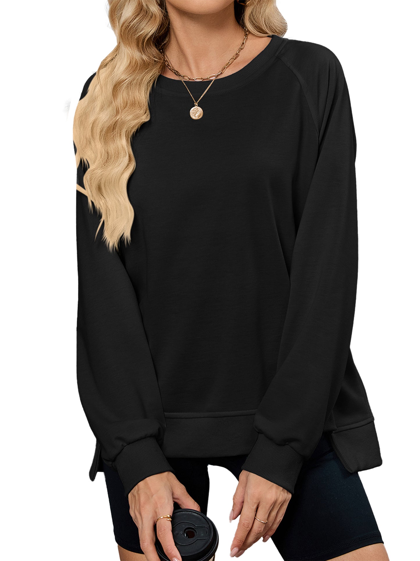 TEMOFON Long Sleeve Tops for Women Casual Tunic Blouses Fall Crewneck Dressy Sweatshirts Loose Shirts for Women Winter Clothes