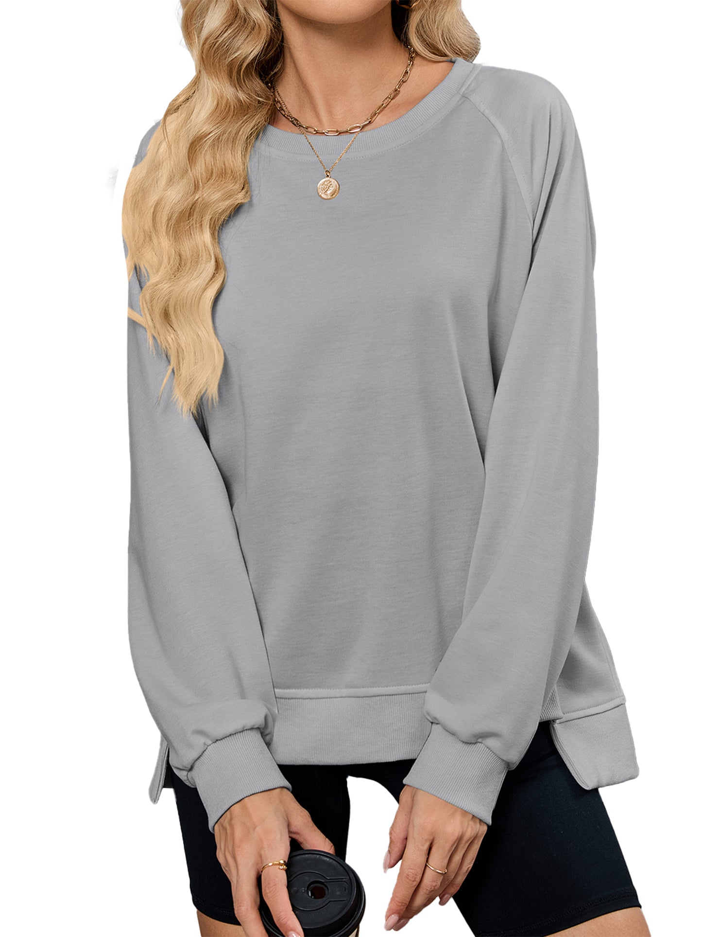 TEMOFON Long Sleeve Tops for Women Casual Tunic Blouses Fall Crewneck Dressy Sweatshirts Loose Shirts for Women Winter Clothes