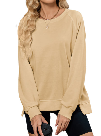 TEMOFON Long Sleeve Tops for Women Casual Tunic Blouses Fall Crewneck Dressy Sweatshirts Loose Shirts for Women Winter Clothes