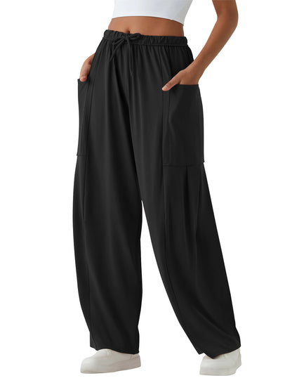 TEMOFON Fall Pants for Women Harem Pants Fall Sweat Pants with Pockets Elastic Waistband Comfy Pants Lounge Winter Women Pants Light Blue