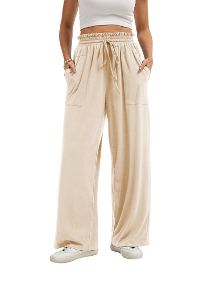 SWQZVT Fall Pants for Women Elastic Waistband Casual Womens Pants with Pockets Thermal Pants Women Autumn Winter Pants for Women