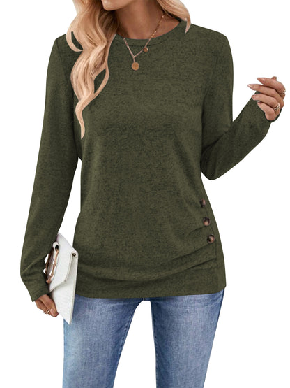 SWQZVT Long Sleeve Shirts for Women Fall Womens Tops Crew Neck Shirts for Women Lightweight Pullover Basic Tunic Winter Clothes