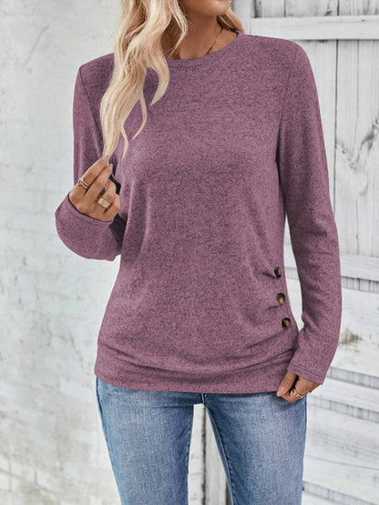 SWQZVT Long Sleeve Shirts for Women Fall Womens Tops Crew Neck Shirts for Women Lightweight Pullover Basic Tunic Winter Clothes