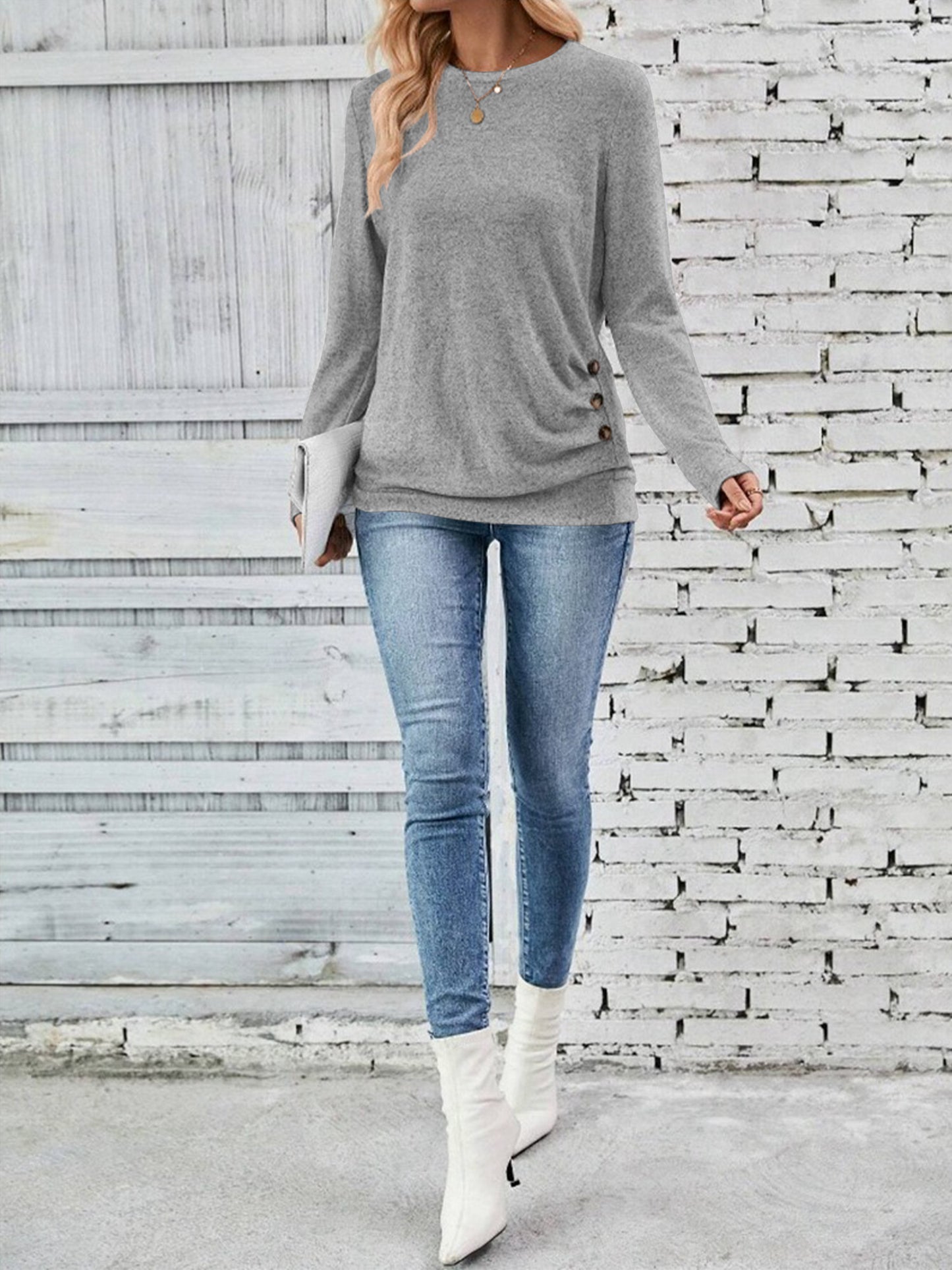 SWQZVT Long Sleeve Shirts for Women Fall Womens Tops Crew Neck Shirts for Women Lightweight Pullover Basic Tunic Winter Clothes