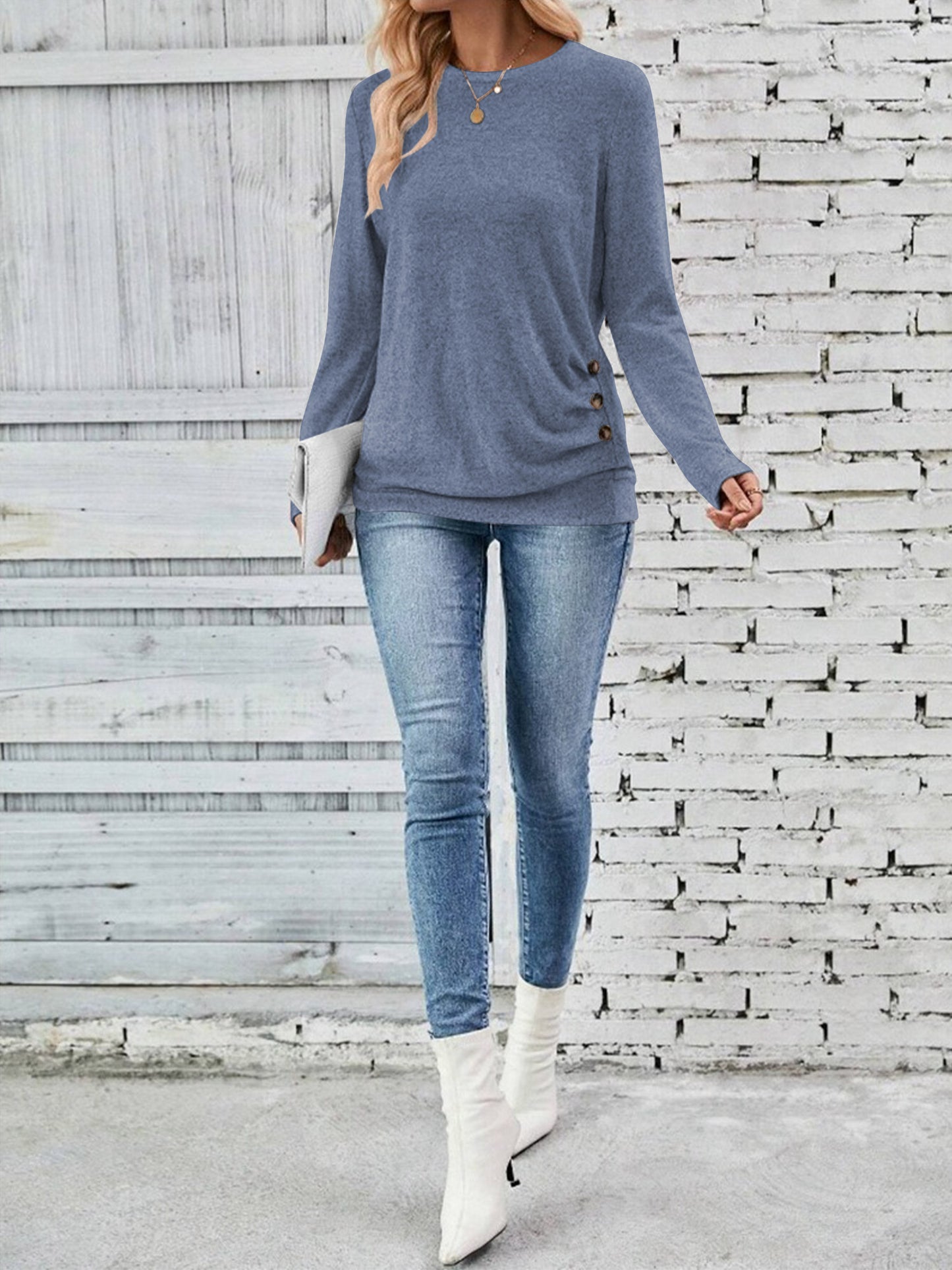 SWQZVT Long Sleeve Shirts for Women Fall Womens Tops Crew Neck Shirts for Women Lightweight Pullover Basic Tunic Winter Clothes