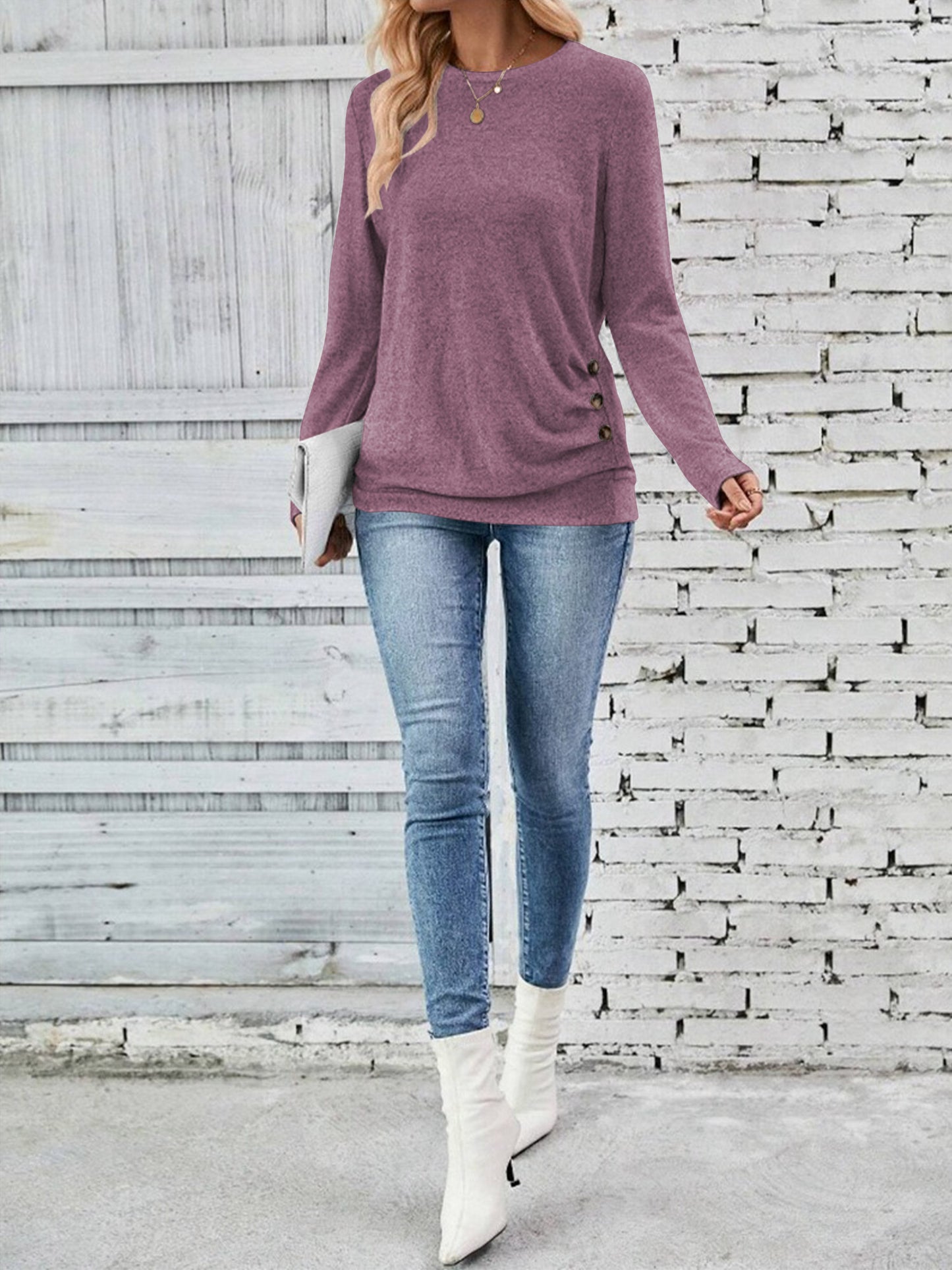 SWQZVT Long Sleeve Shirts for Women Fall Womens Tops Crew Neck Shirts for Women Lightweight Pullover Basic Tunic Winter Clothes