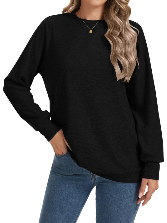 TEMOFON Women's Crewneck Sweatshirts Lightweight Long Sleeve Tunic Tops Cute Pullover Shirts