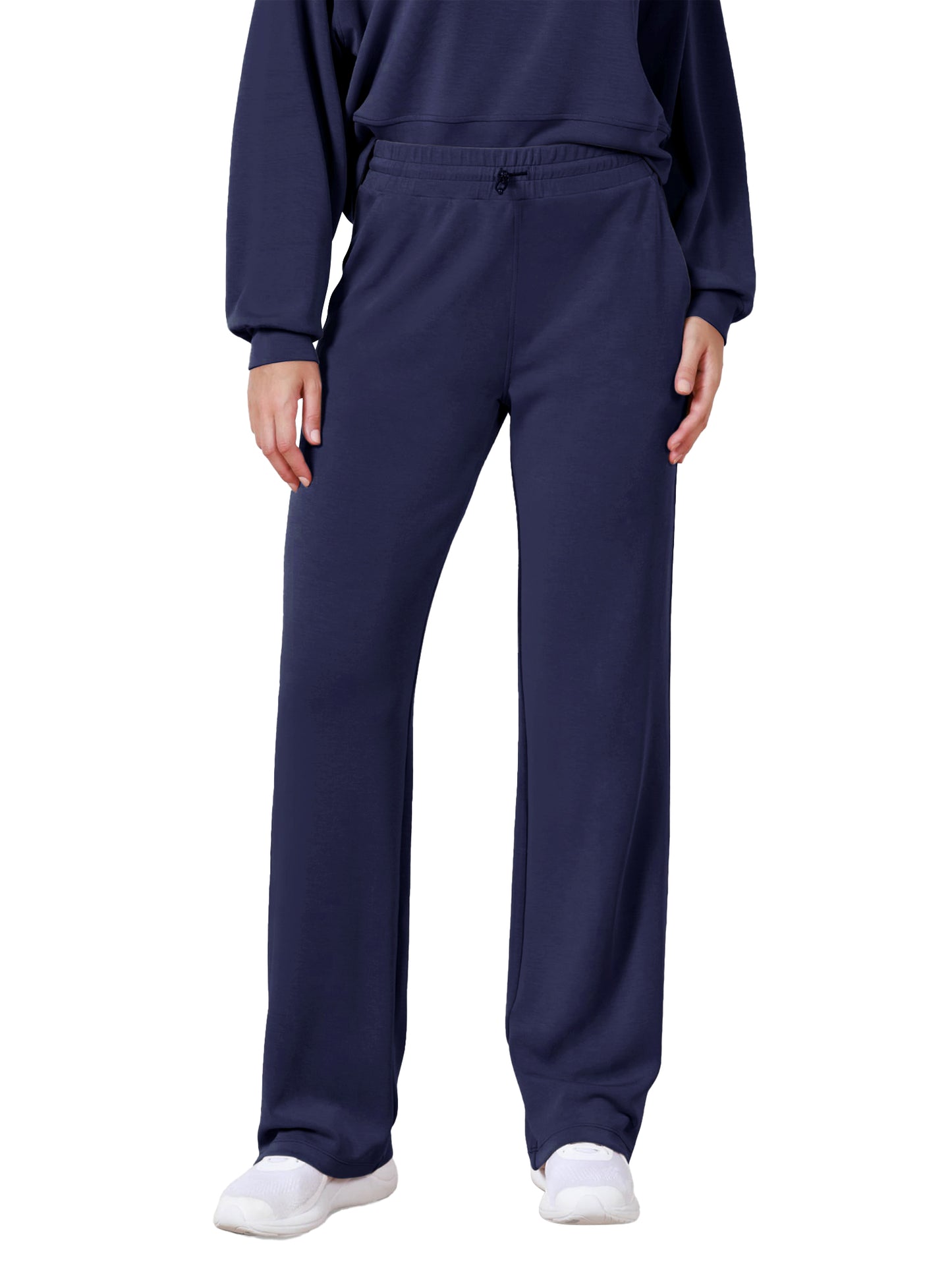 TEMOFON Women's Wide Leg Sweatpants with Pockets Shockcord High Waist Casual Lounge Pants Drawstring Athletic Joggers