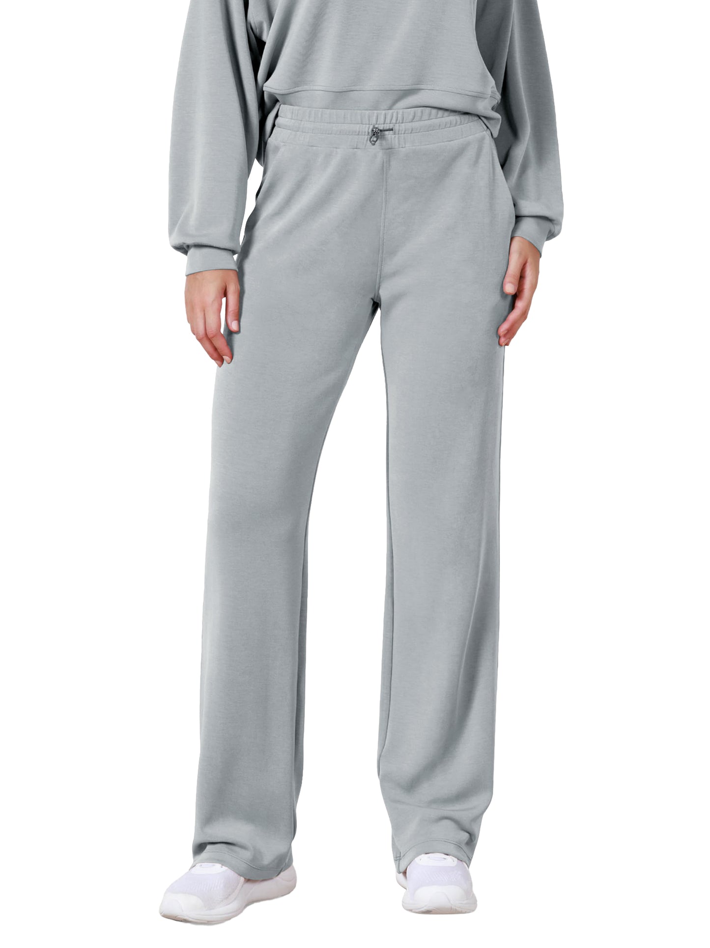 TEMOFON Women's Wide Leg Sweatpants with Pockets Shockcord High Waist Casual Lounge Pants Drawstring Athletic Joggers