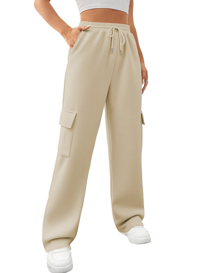 SWQZVT Womens Cargo Sweatpants Baggy Fleece High Waisted Joggers Sweat Pants Athletic Pants with Pockets