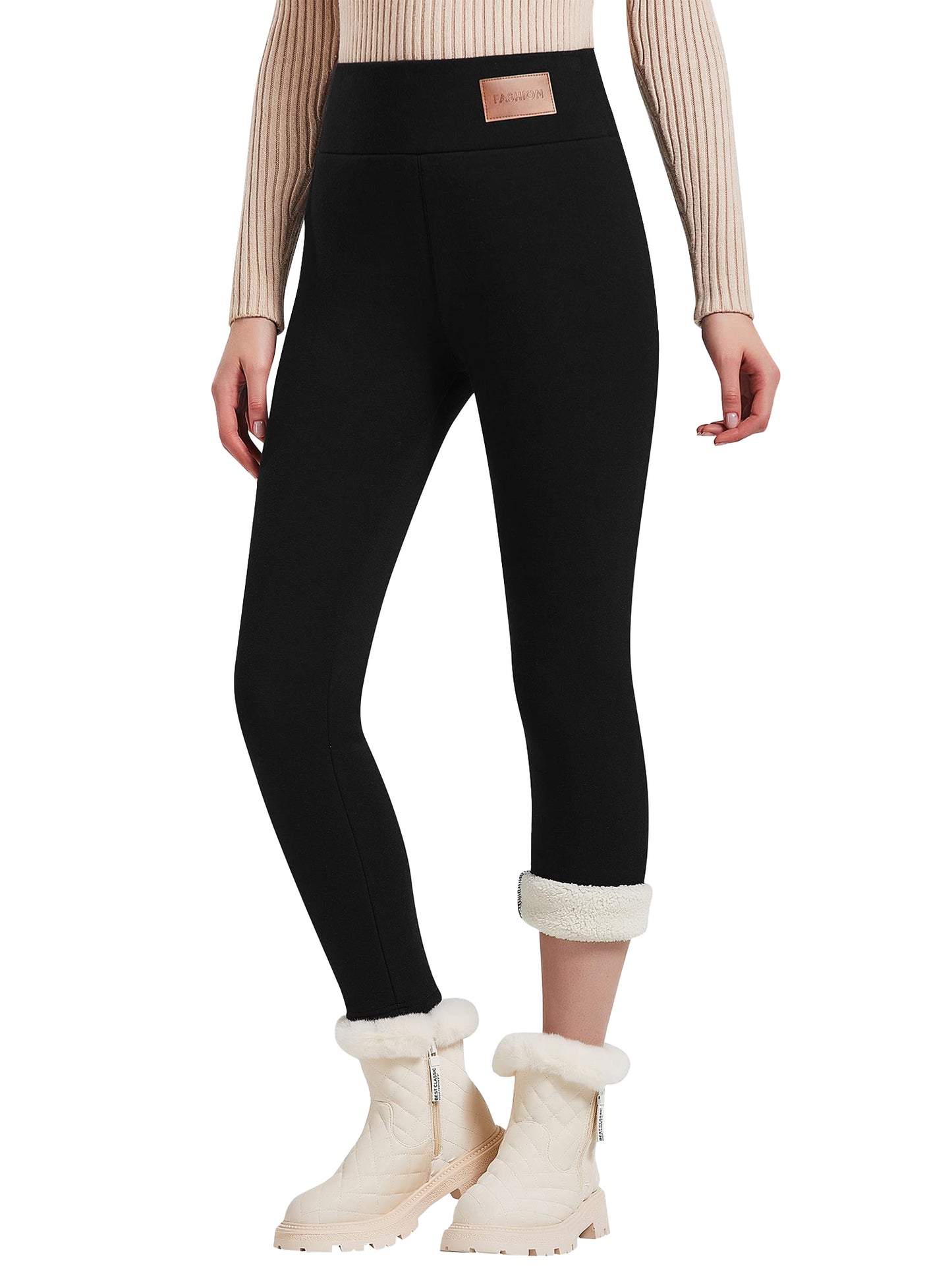 TEMOFON Women Winter Warm Thick Leggings Fleece Lined Stretchy Soft Thermal Sherpa Pants High Waist Tights