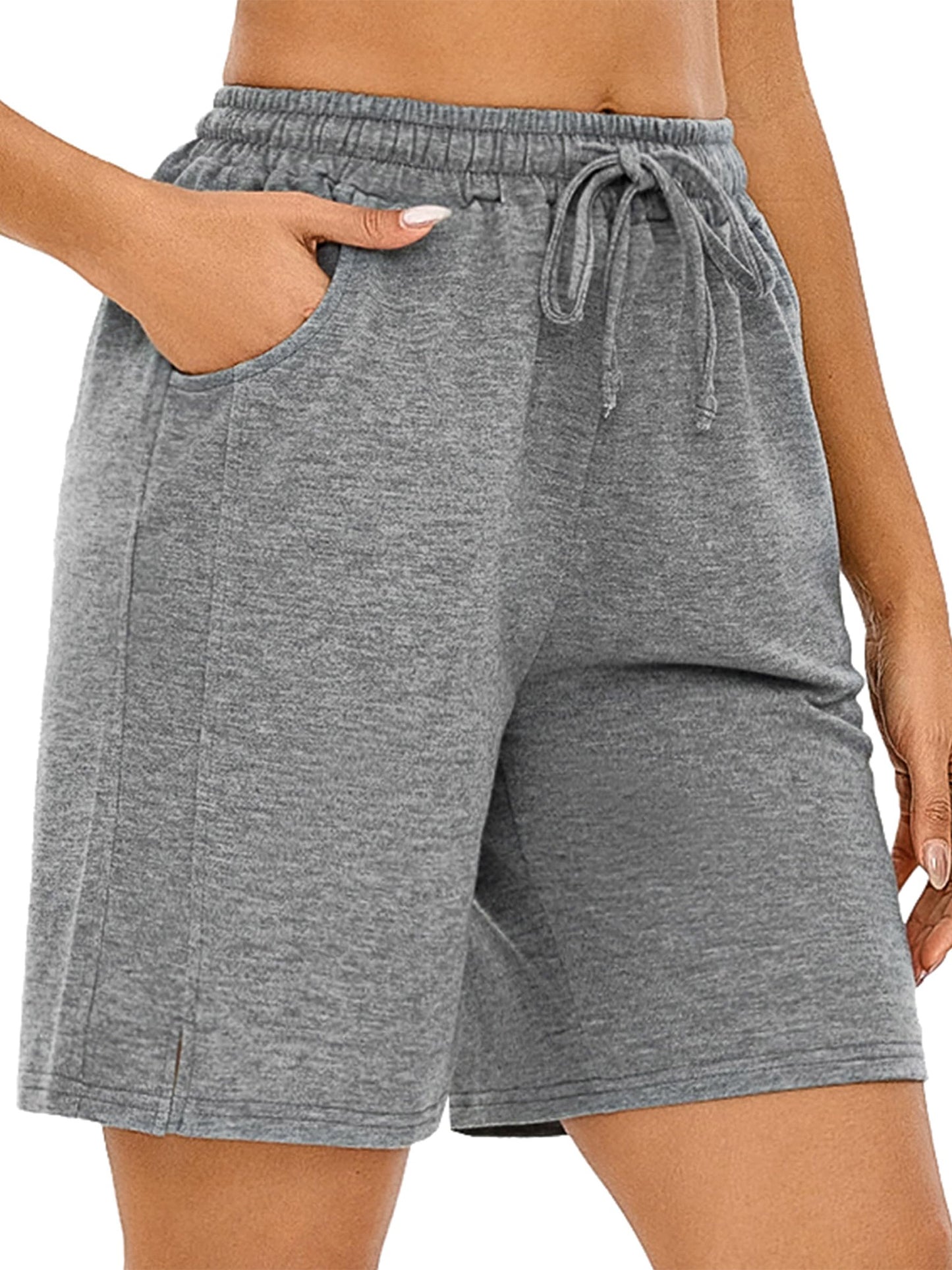TEMOFON Womens Shorts Summer Wide Leg Athletic Shorts Casual Elastic Waist Drawstring Bermuda Shorts with Pockets