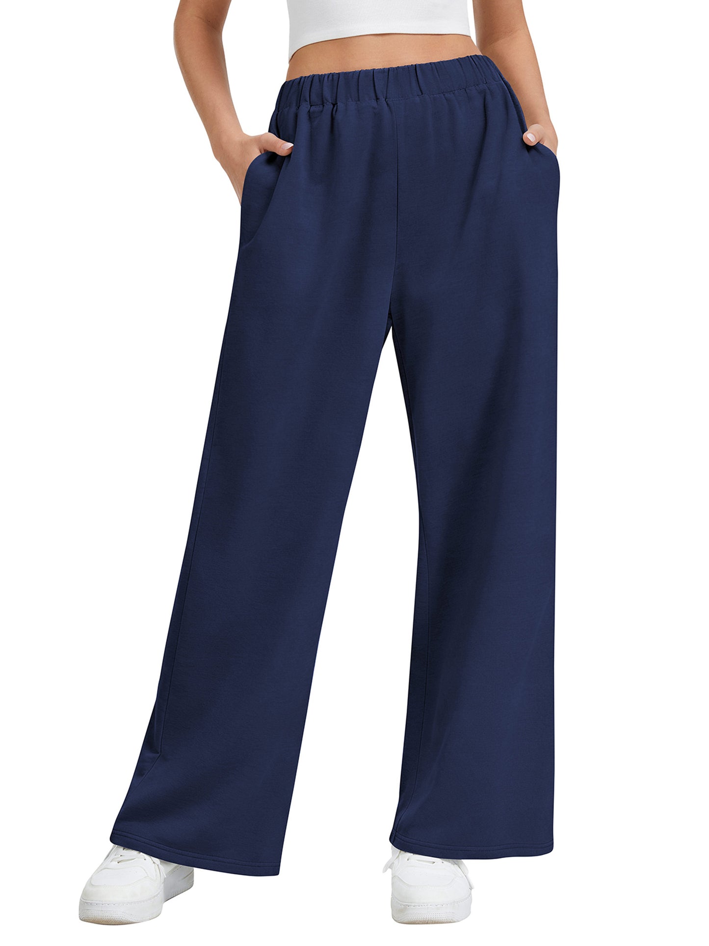 SWQZVT Women's Wide Leg Sweatpants, High Waisted Straight Leg Joggers with Pockets, Casual Drawstring Elastic Waist Lounge Pants