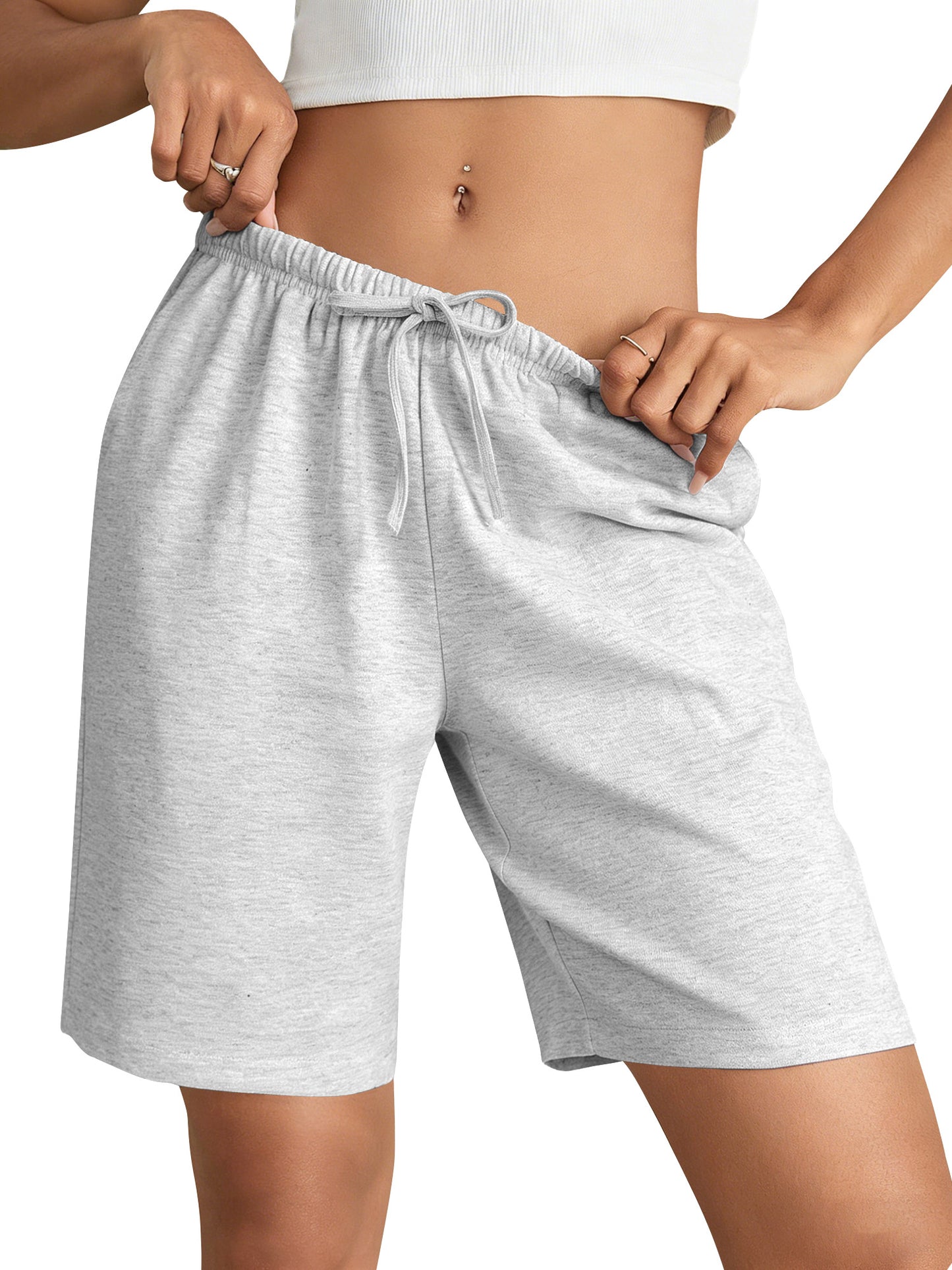 TEMOFON Women's Athletic Shorts Sweat Shorts for Women Drawstring Elastic Shorts with Pockets Casual Loose Shorts