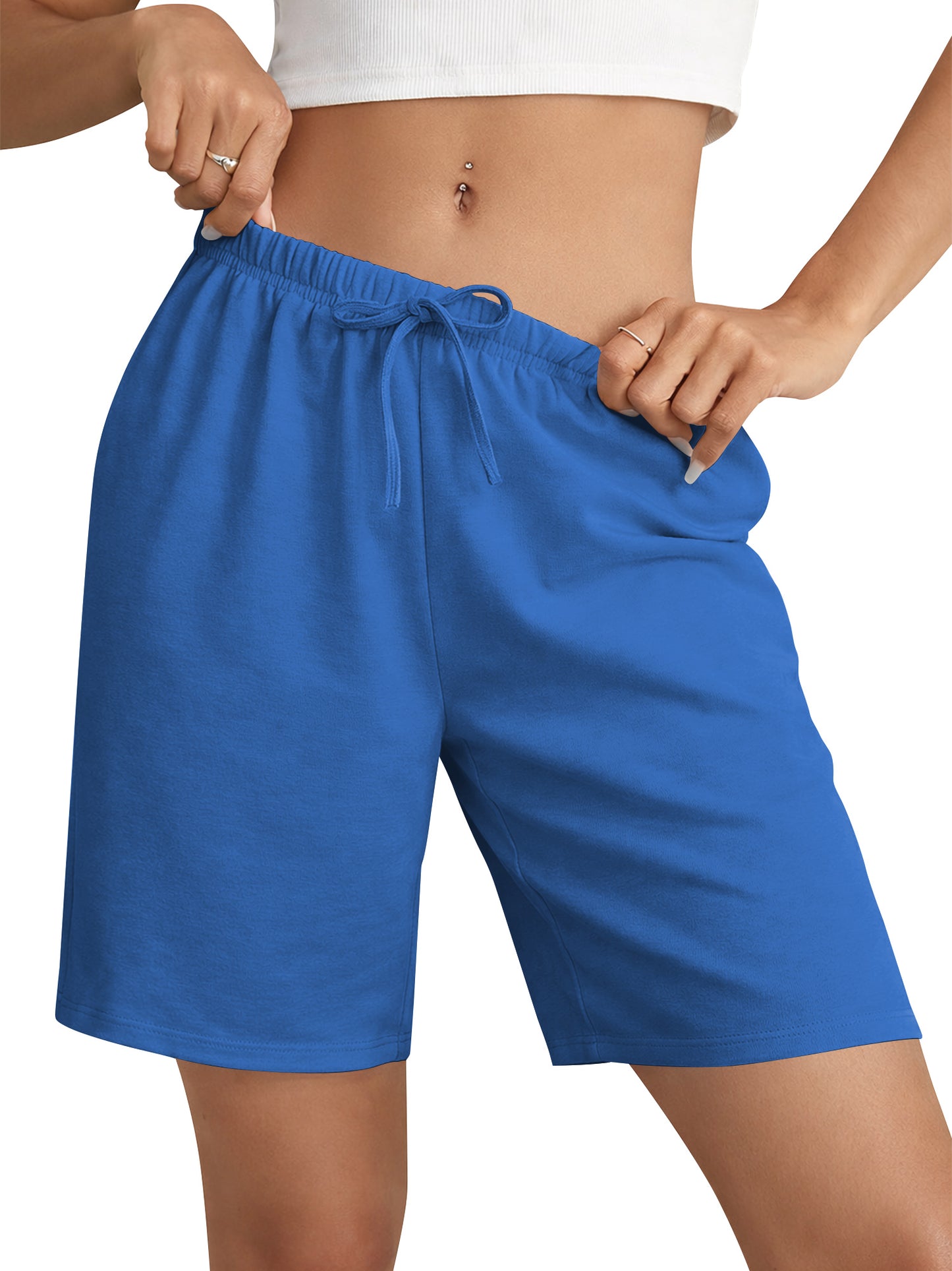 TEMOFON Women's Athletic Shorts Sweat Shorts for Women Drawstring Elastic Shorts with Pockets Casual Loose Shorts