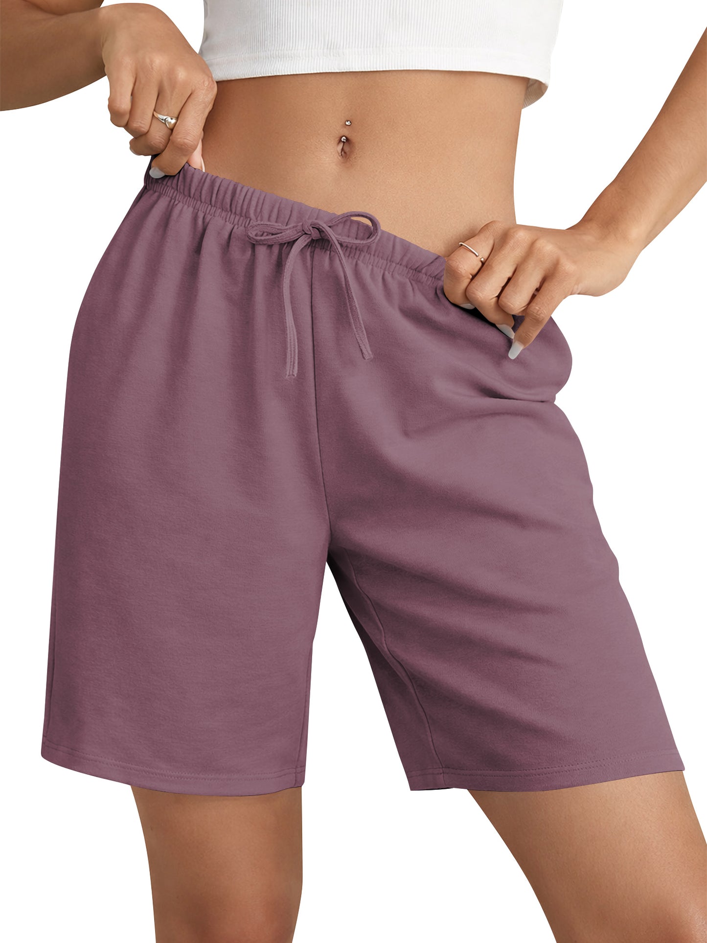 TEMOFON Women's Athletic Shorts Sweat Shorts for Women Drawstring Elastic Shorts with Pockets Casual Loose Shorts