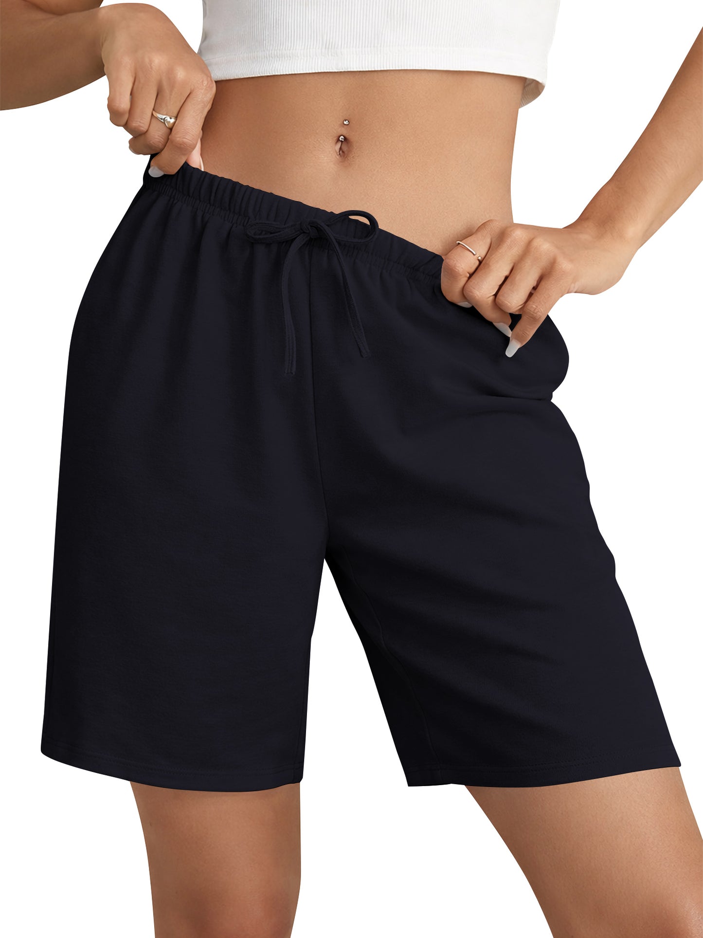 TEMOFON Women's Athletic Shorts Sweat Shorts for Women Drawstring Elastic Shorts with Pockets Casual Loose Shorts