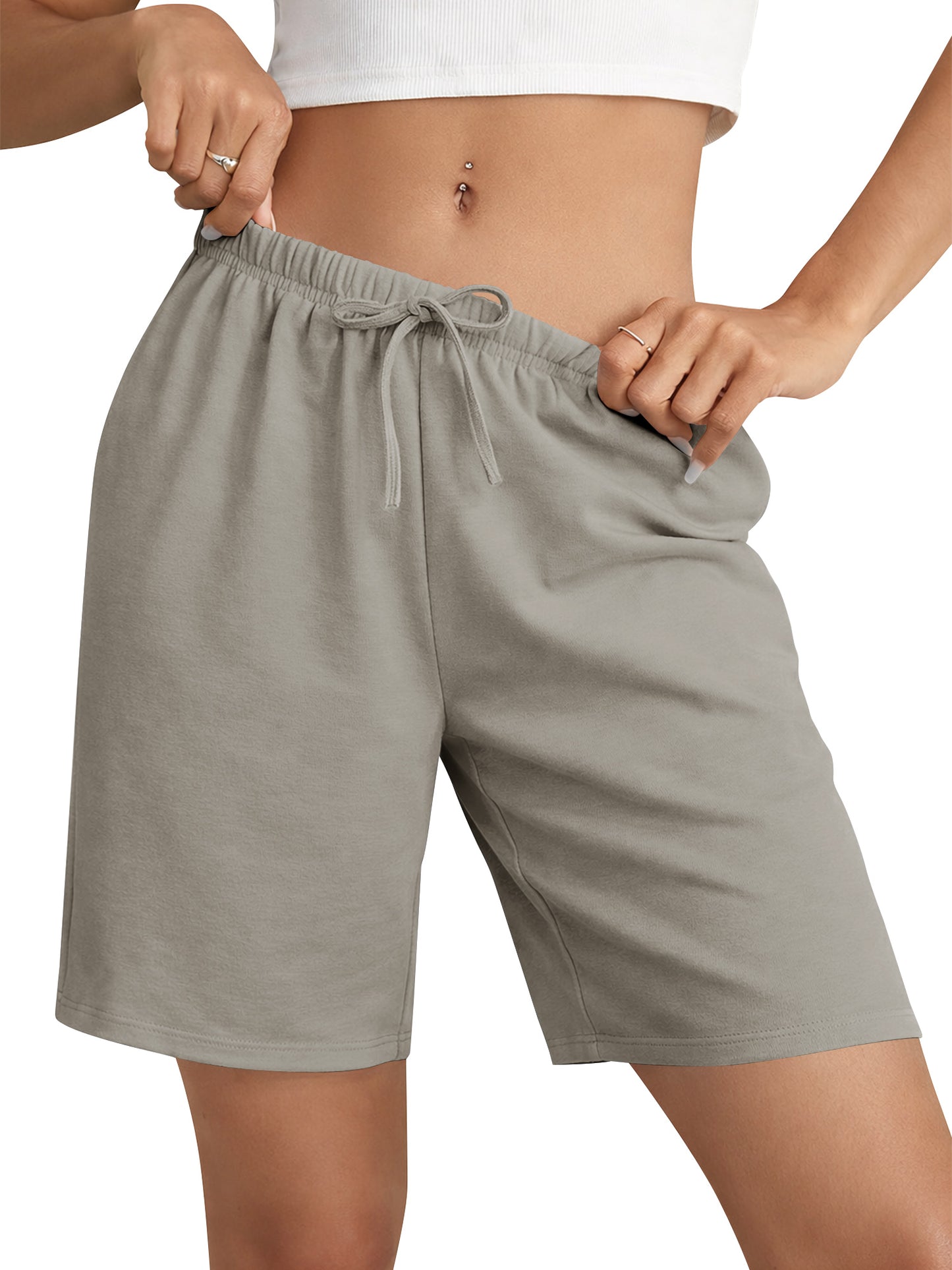 TEMOFON Women's Athletic Shorts Sweat Shorts for Women Drawstring Elastic Shorts with Pockets Casual Loose Shorts