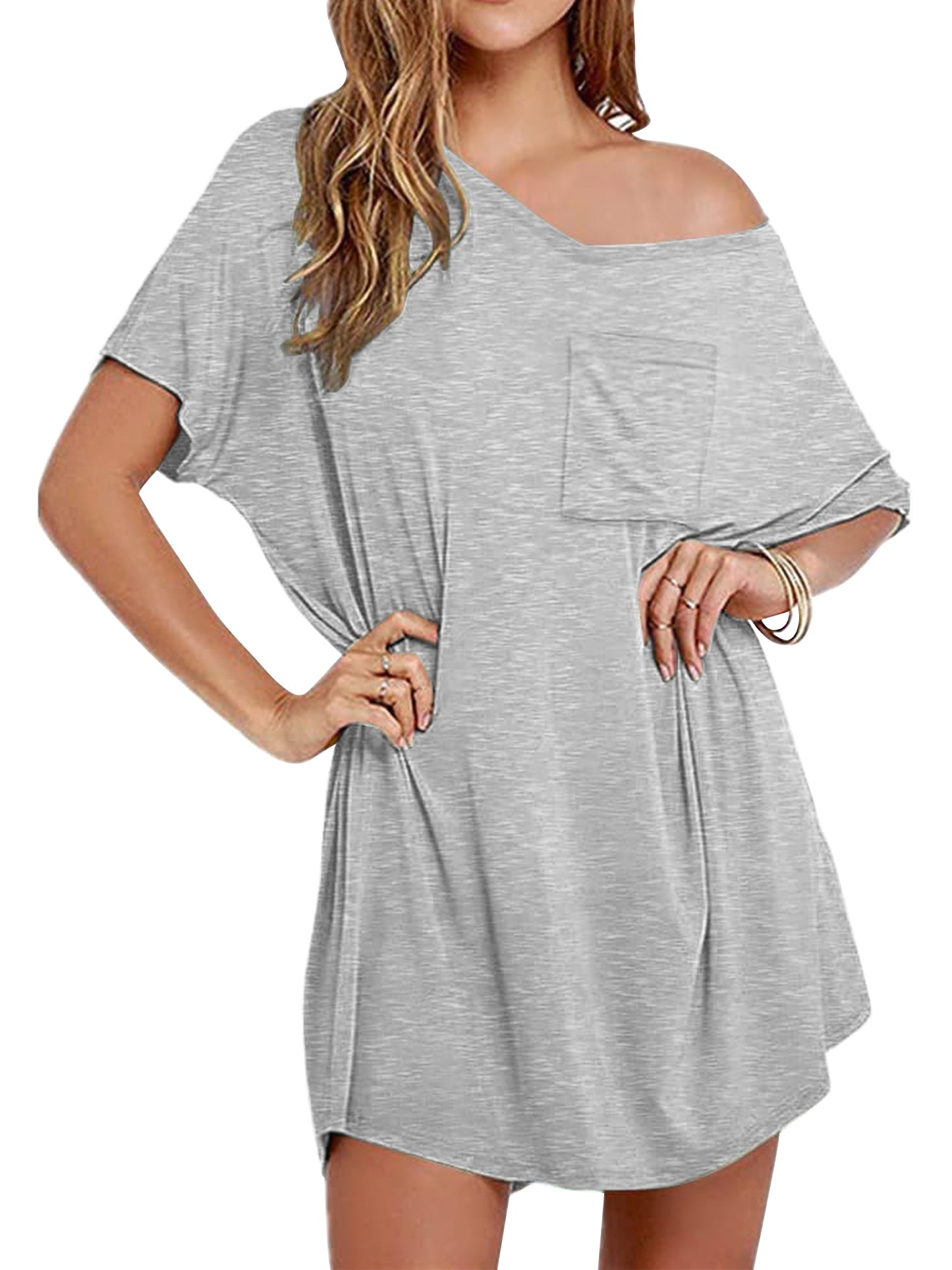 SWQZVT Womens Cotton Sleep Shirts V Neck Nightgown Oversized T Shirt Nightshirt Short Sleeve Sleepwear Lounge Dress
