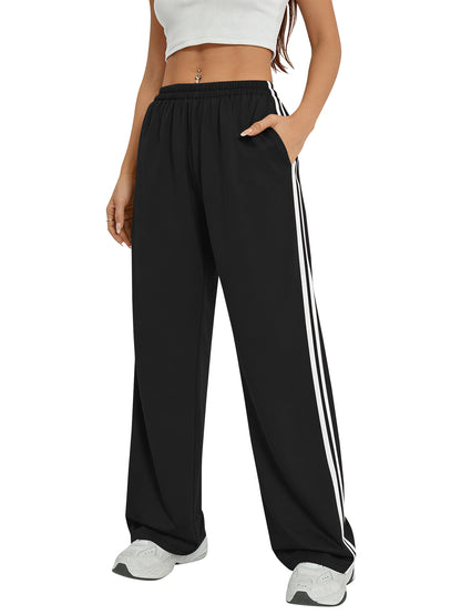 TEMOFON Sweatpants for Women Summer Wide Leg Pants with Pockets Elastic Waistband Comfy Pants Lightweigt Jogging Pants Light Grey M