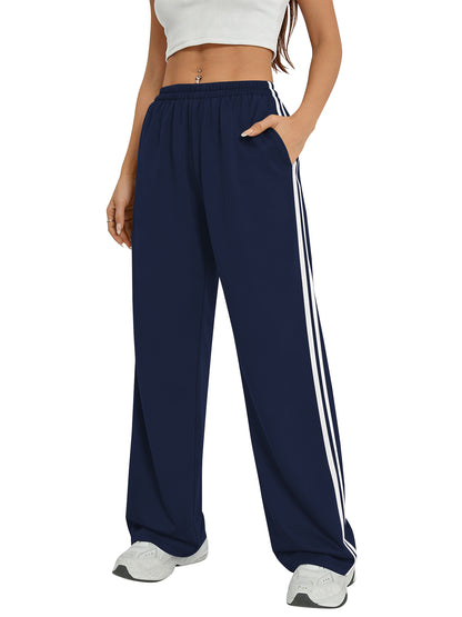 TEMOFON Sweatpants for Women Summer Wide Leg Pants with Pockets Elastic Waistband Comfy Pants Lightweigt Jogging Pants Light Grey M