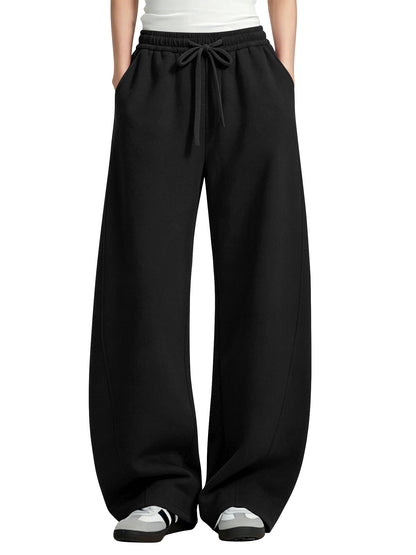 TEMOFON Womens Barrel Sweatpants Wide Leg Sweat Pants Elastic Waisted Trousers with Pockets Drawstring Workout Pants