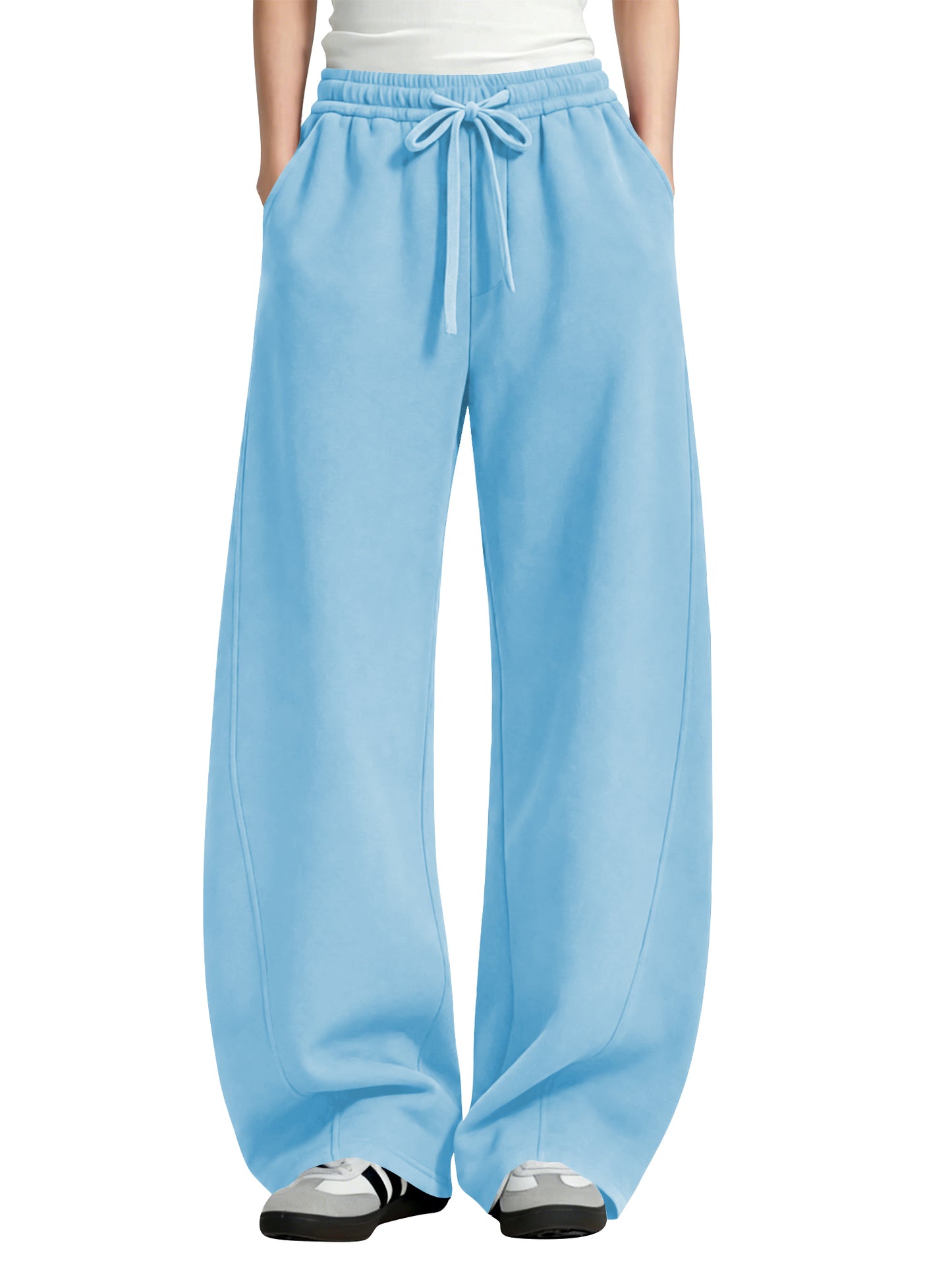 TEMOFON Womens Barrel Sweatpants Wide Leg Sweat Pants Elastic Waisted Trousers with Pockets Drawstring Workout Pants