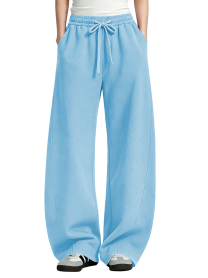 TEMOFON Womens Barrel Sweatpants Wide Leg Sweat Pants Elastic Waisted Trousers with Pockets Drawstring Workout Pants