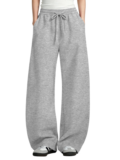 TEMOFON Womens Barrel Sweatpants Wide Leg Sweat Pants Elastic Waisted Trousers with Pockets Drawstring Workout Pants