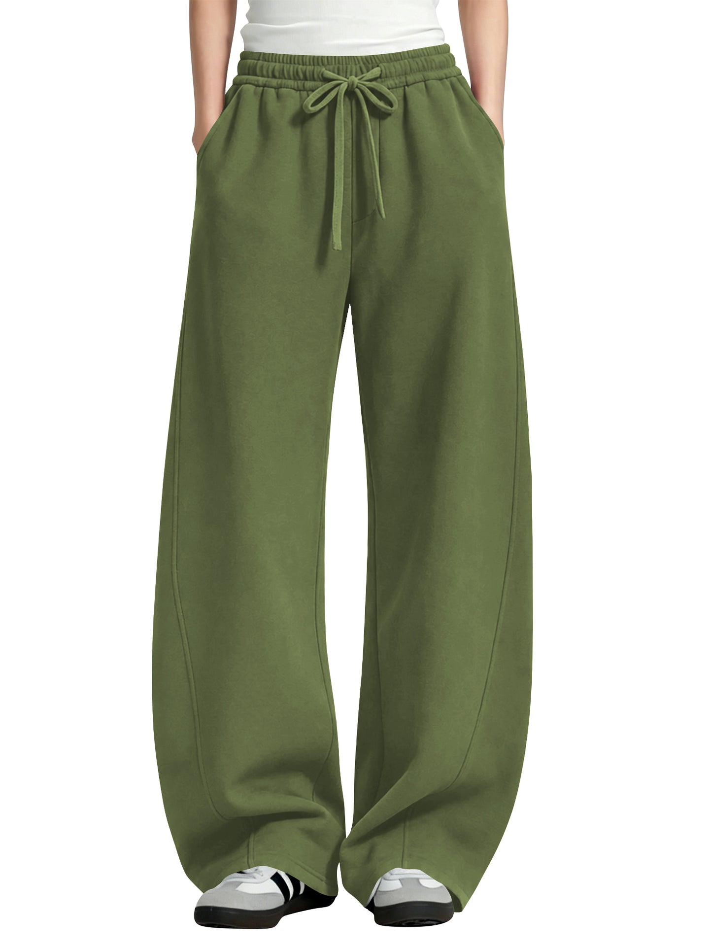 TEMOFON Womens Barrel Sweatpants Wide Leg Sweat Pants Elastic Waisted Trousers with Pockets Drawstring Workout Pants