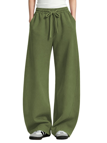 TEMOFON Womens Barrel Sweatpants Wide Leg Sweat Pants Elastic Waisted Trousers with Pockets Drawstring Workout Pants