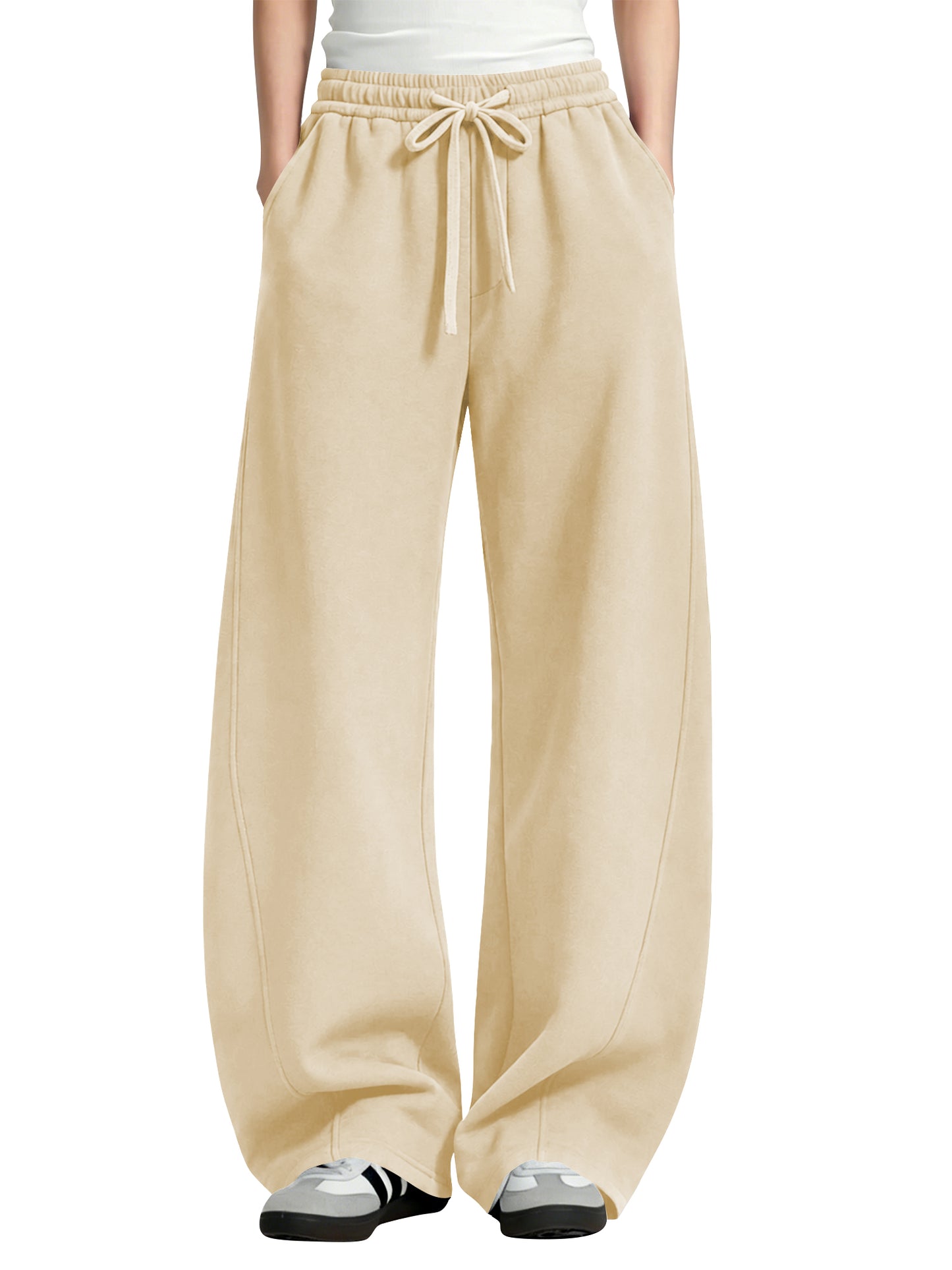 TEMOFON Womens Barrel Sweatpants Wide Leg Sweat Pants Elastic Waisted Trousers with Pockets Drawstring Workout Pants
