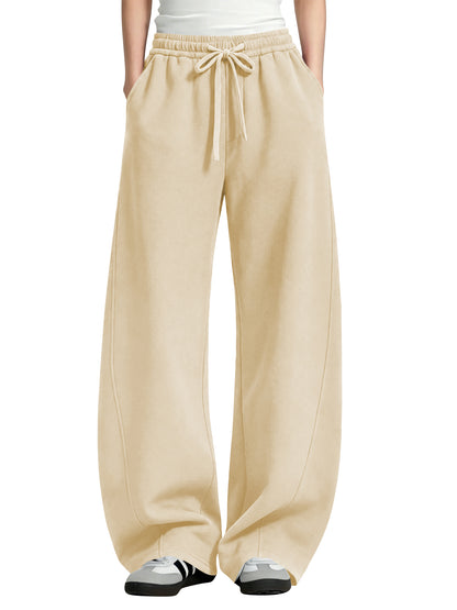 TEMOFON Womens Barrel Sweatpants Wide Leg Sweat Pants Elastic Waisted Trousers with Pockets Drawstring Workout Pants