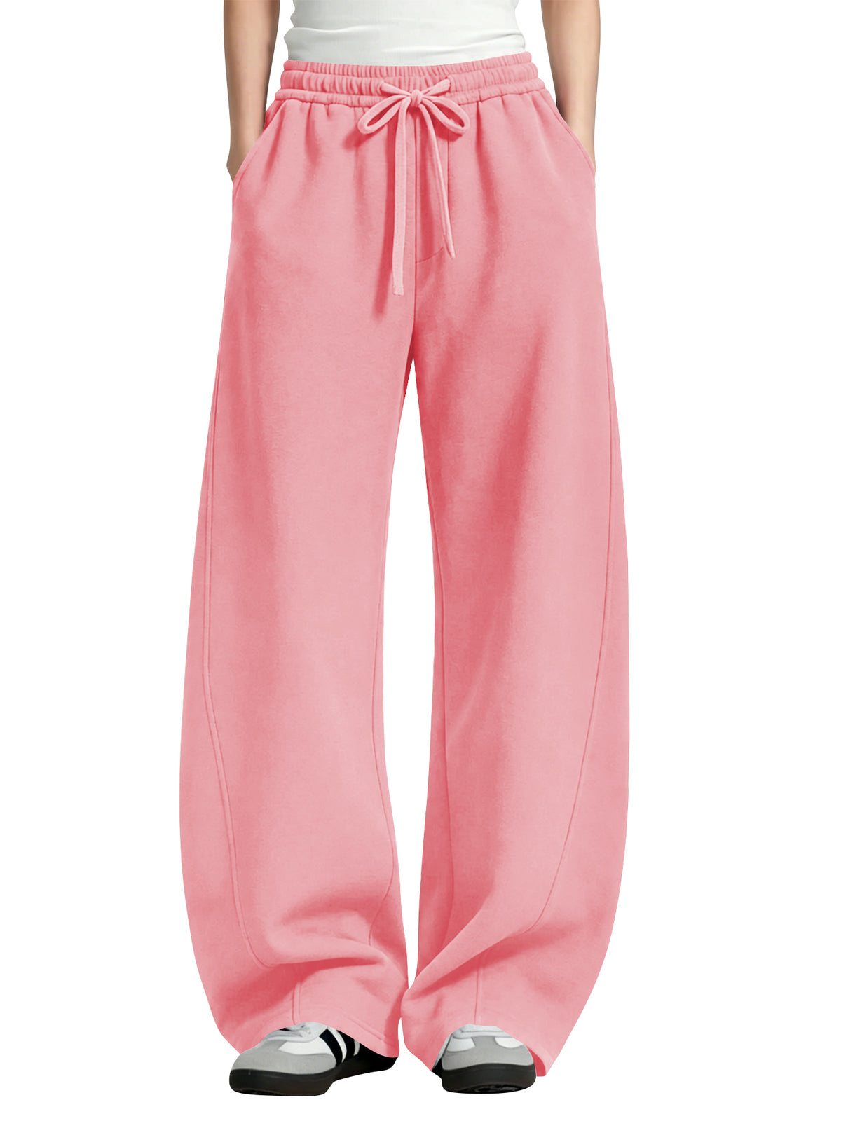 TEMOFON Womens Barrel Sweatpants Wide Leg Sweat Pants Elastic Waisted Trousers with Pockets Drawstring Workout Pants