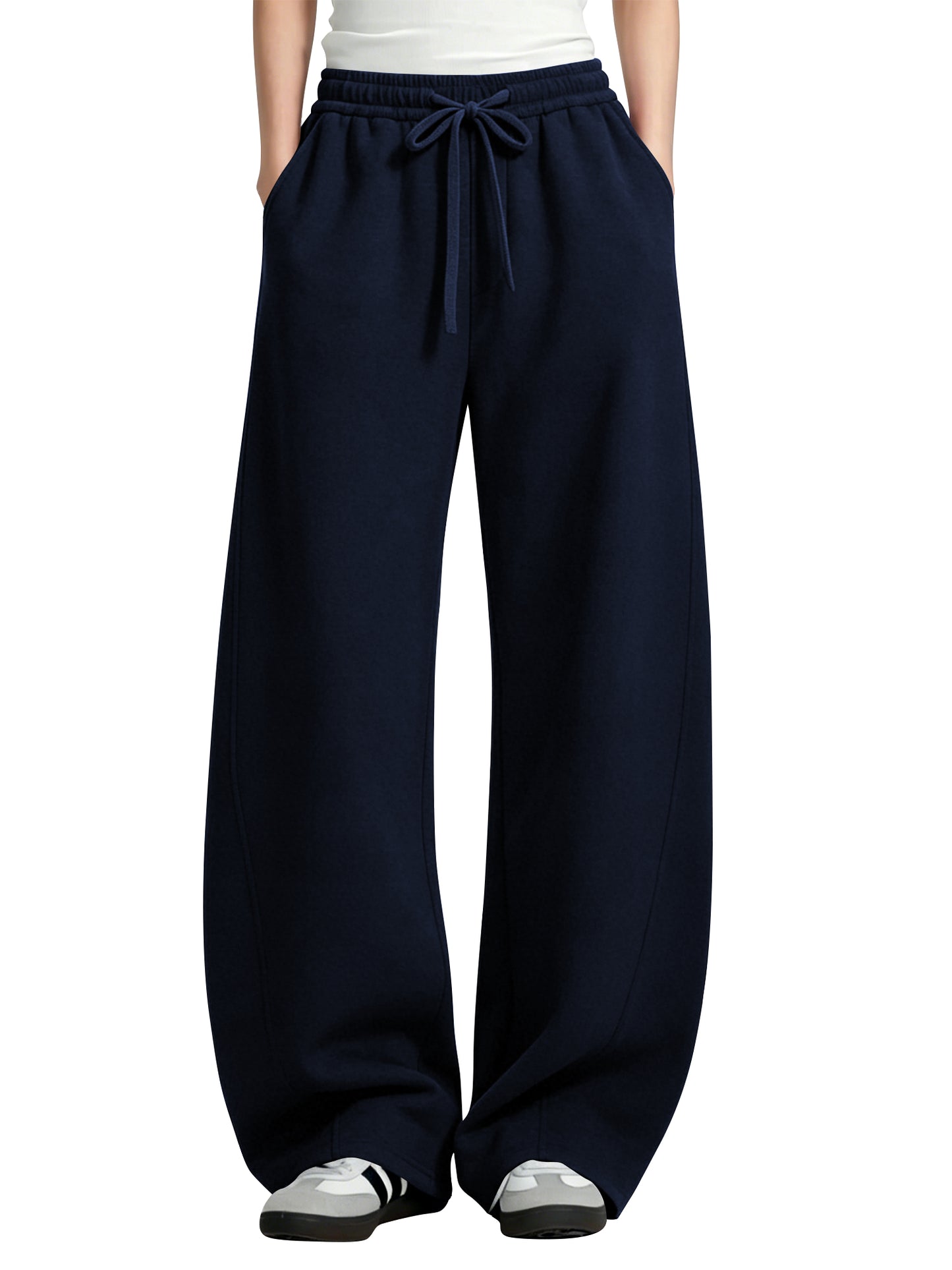 TEMOFON Womens Barrel Sweatpants Wide Leg Sweat Pants Elastic Waisted Trousers with Pockets Drawstring Workout Pants