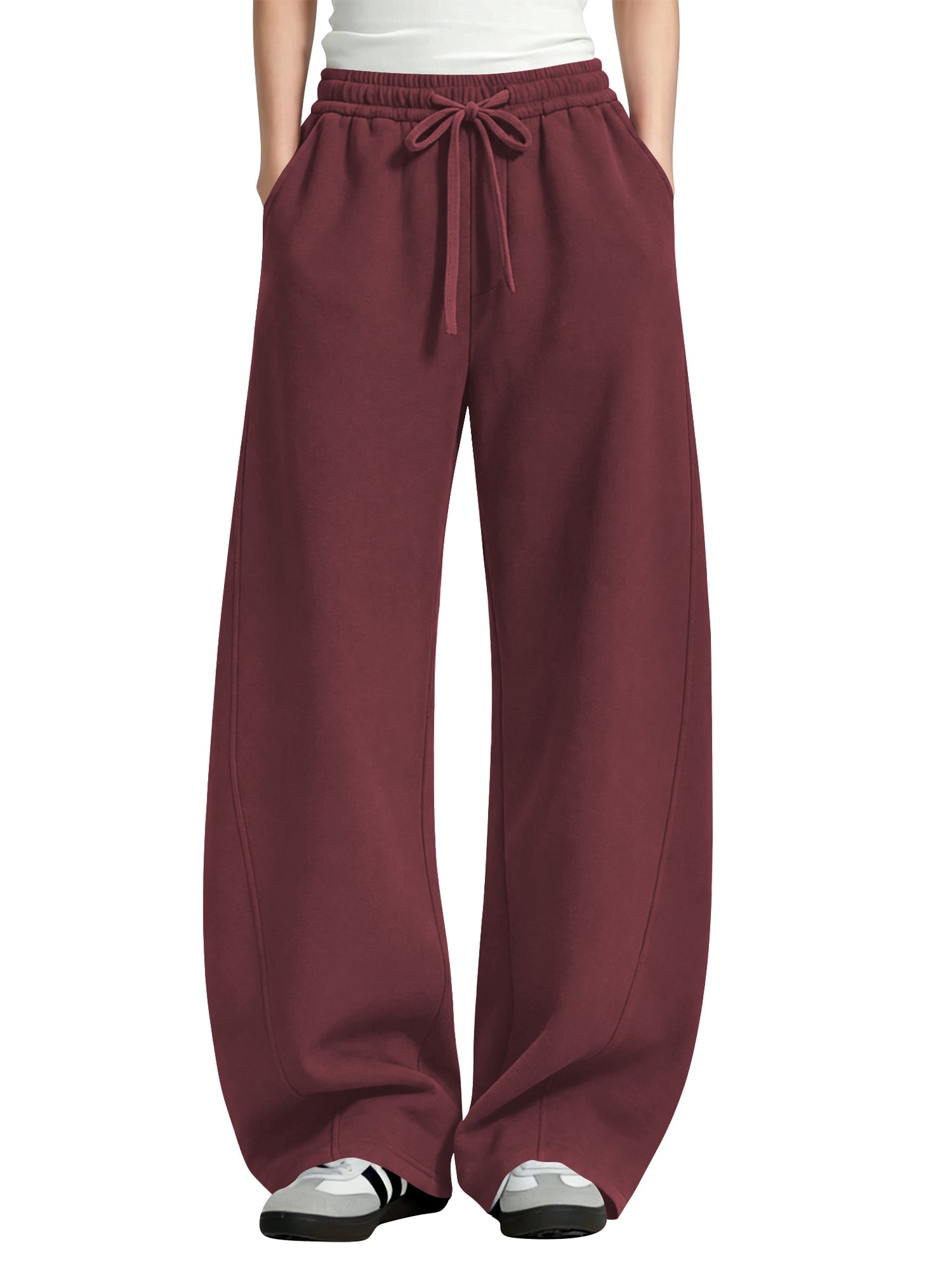 TEMOFON Womens Barrel Sweatpants Wide Leg Sweat Pants Elastic Waisted Trousers with Pockets Drawstring Workout Pants
