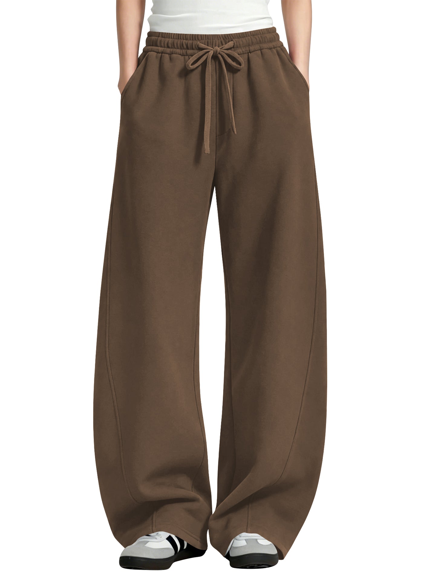TEMOFON Womens Barrel Sweatpants Wide Leg Sweat Pants Elastic Waisted Trousers with Pockets Drawstring Workout Pants