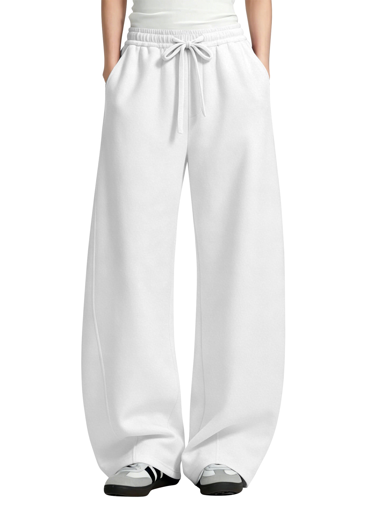 TEMOFON Womens Barrel Sweatpants Wide Leg Sweat Pants Elastic Waisted Trousers with Pockets Drawstring Workout Pants