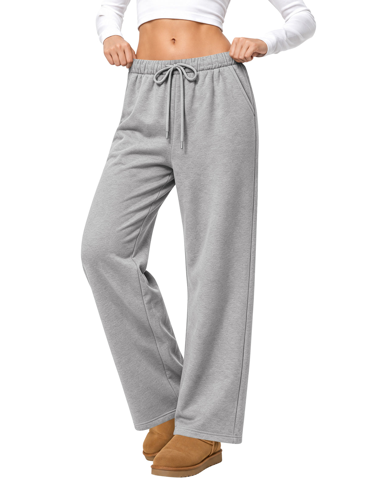 Temofon Fleece Lined Sweatpants for Women Baggy Drawstring Wide Leg Womens Sweatpants Casual Lounge Pants