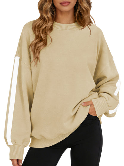 TEMOFON Sweatshirts for Women Fall clothes Loose Crew Neck Long Sleeve Shirts for Winter Tops Trendy Fleece Lined Sweat Shirts
