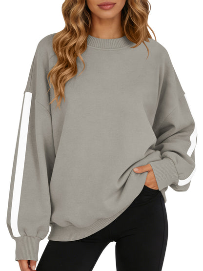 TEMOFON Sweatshirts for Women Fall clothes Loose Crew Neck Long Sleeve Shirts for Winter Tops Trendy Fleece Lined Sweat Shirts