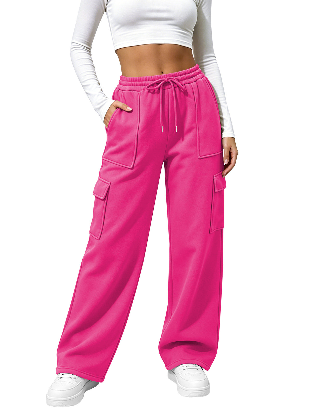 TEMOFON Womens Cargo Sweatpants Baggy High Waisted Joggers Sweat Pants Athletic Pants with Pockets Casual Workout Pants