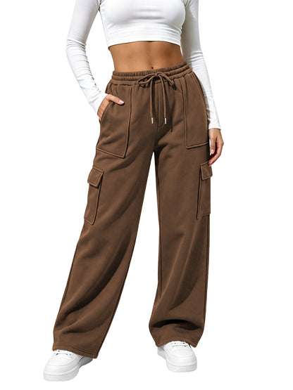 TEMOFON Womens Cargo Sweatpants Baggy High Waisted Joggers Sweat Pants Athletic Pants with Pockets Casual Workout Pants