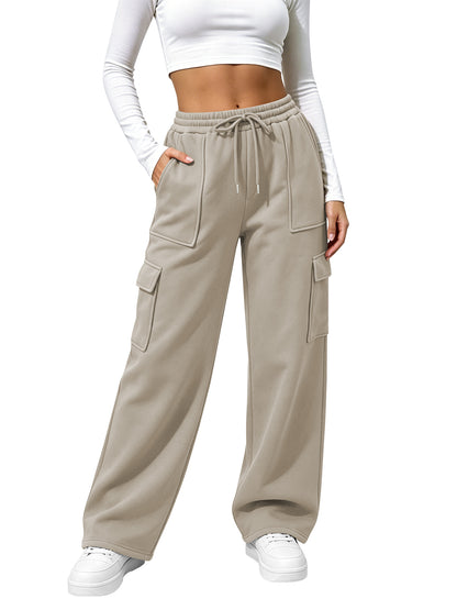 TEMOFON Womens Cargo Sweatpants Baggy High Waisted Joggers Sweat Pants Athletic Pants with Pockets Casual Workout Pants